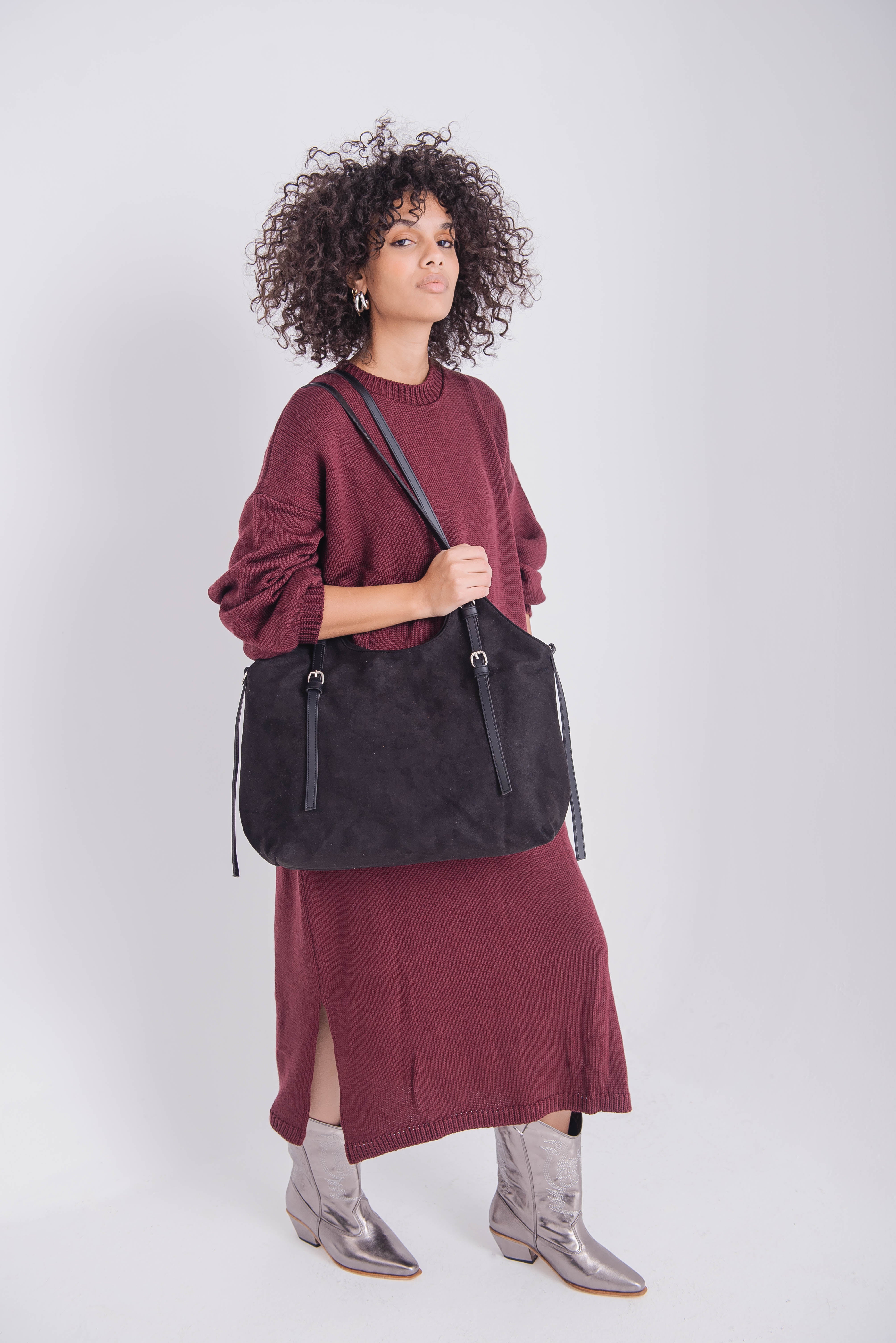 Black Suede Fusion Tote
