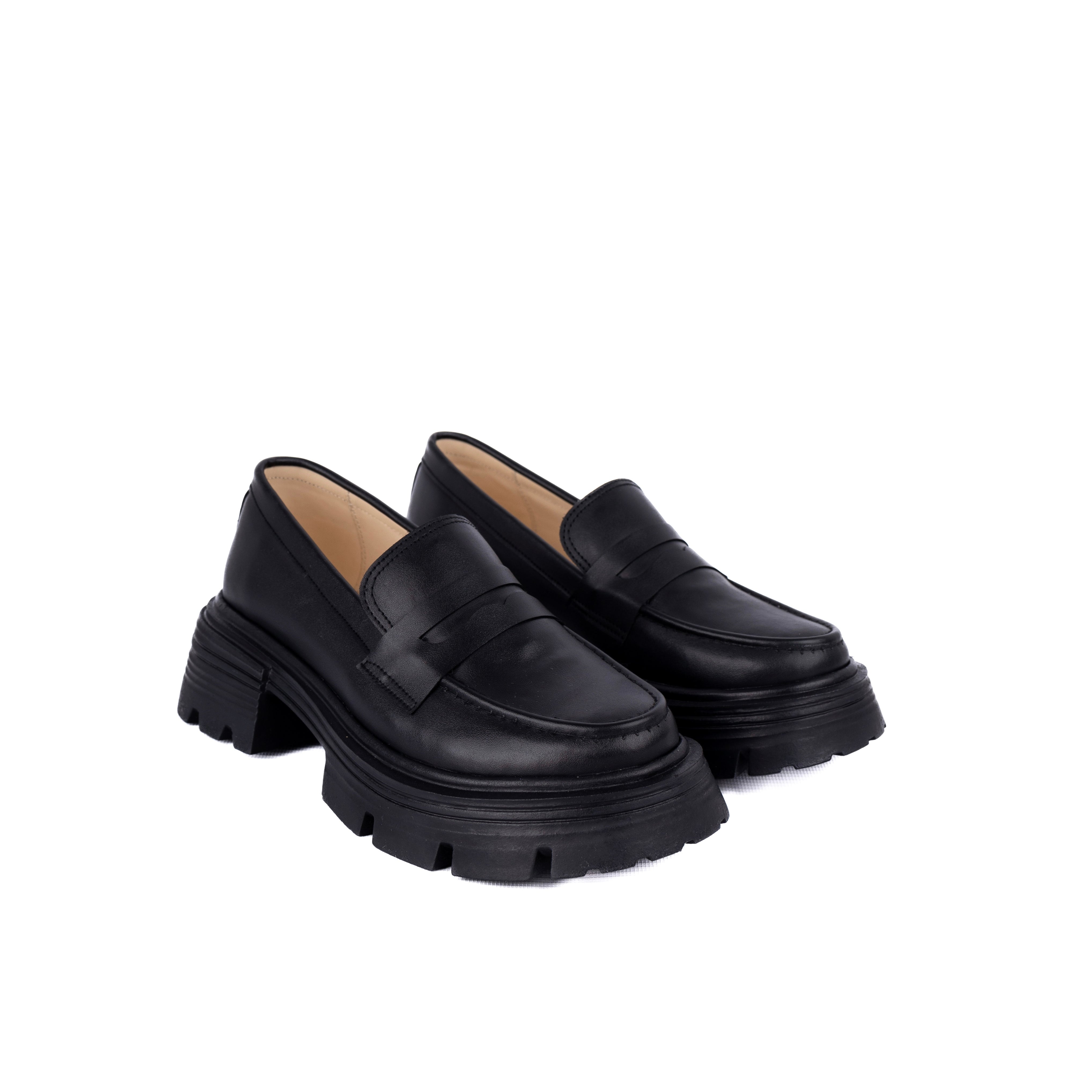 Black Leather Urban Step Loafers