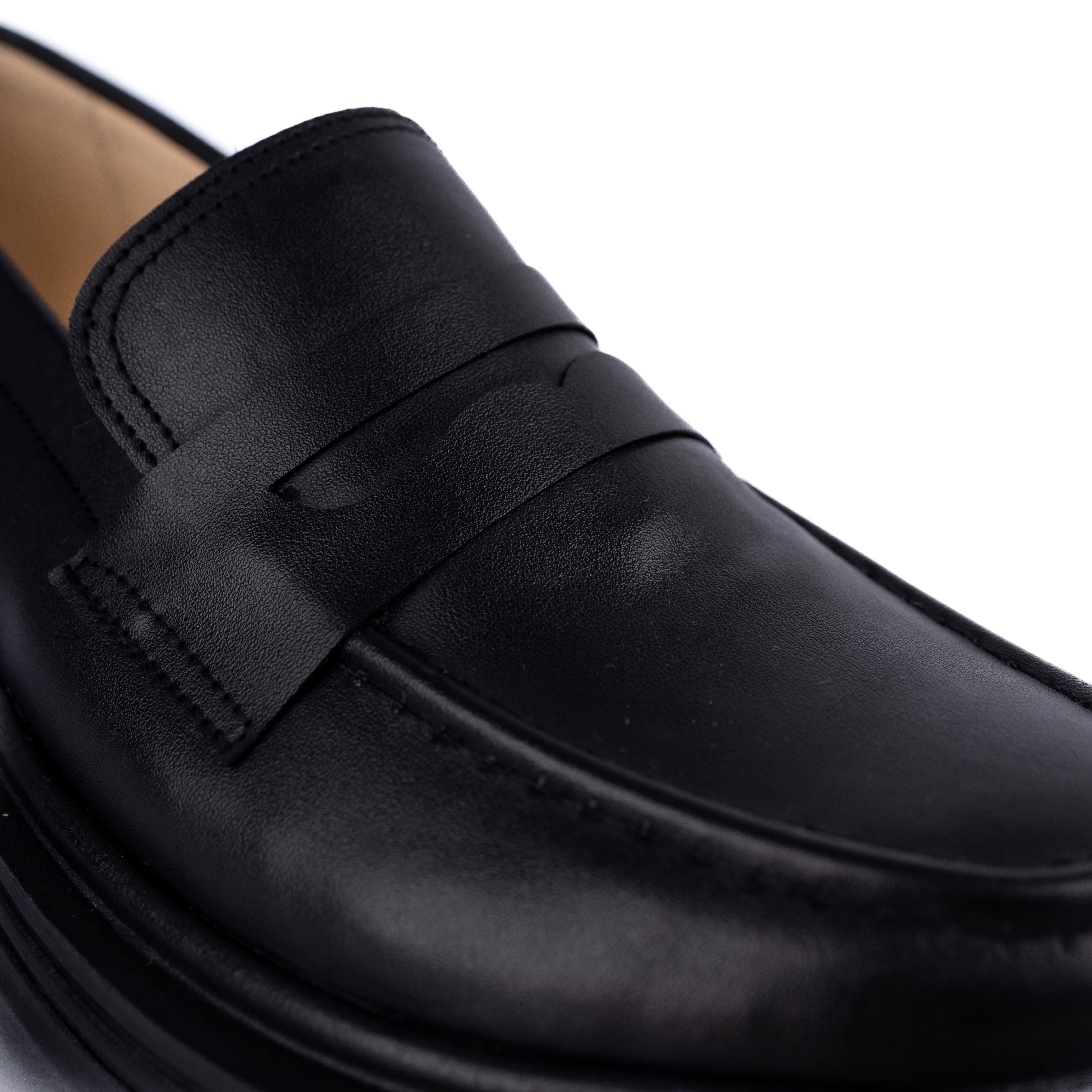 Black Leather Urban Step Loafers