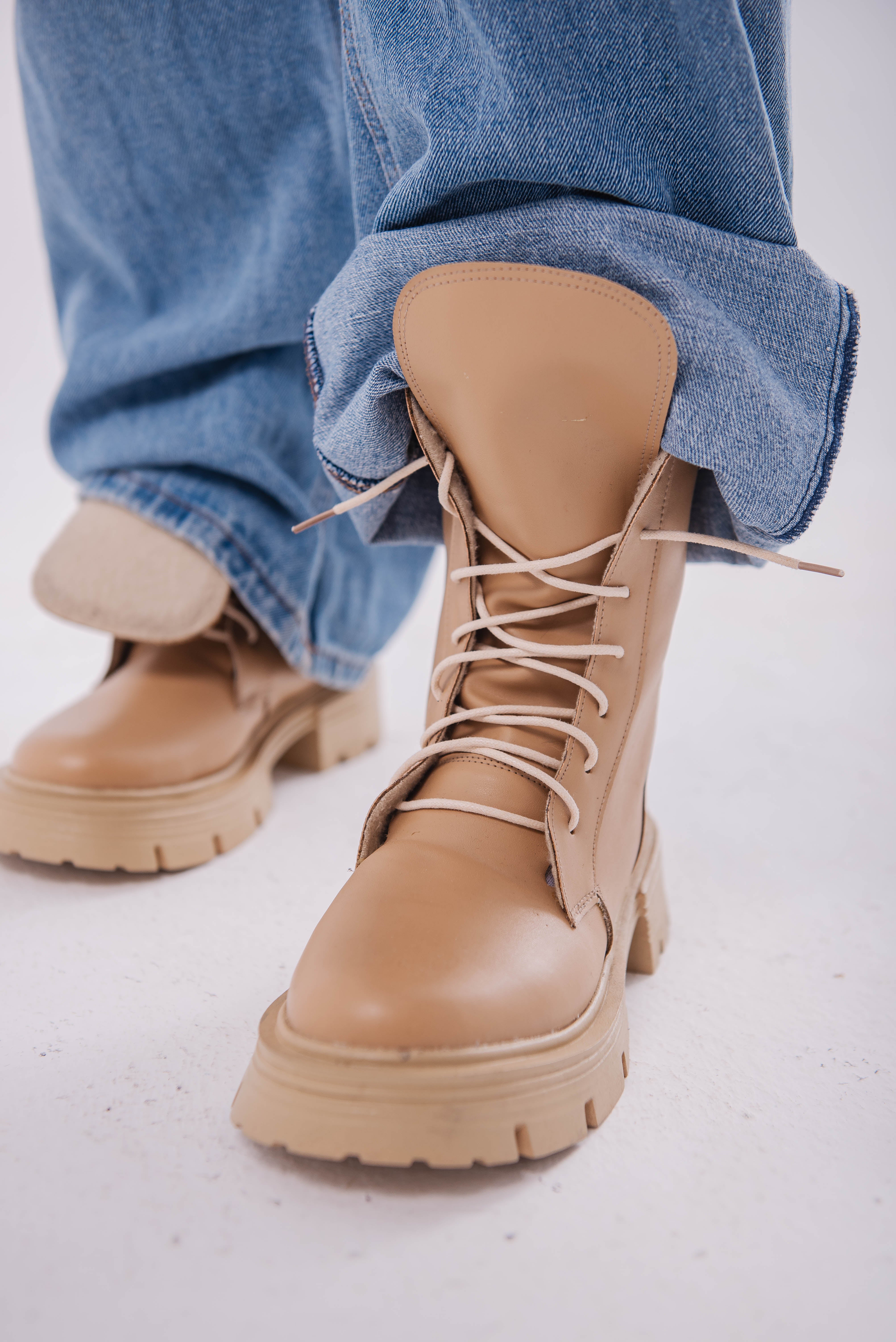 Beige Bolt Boots