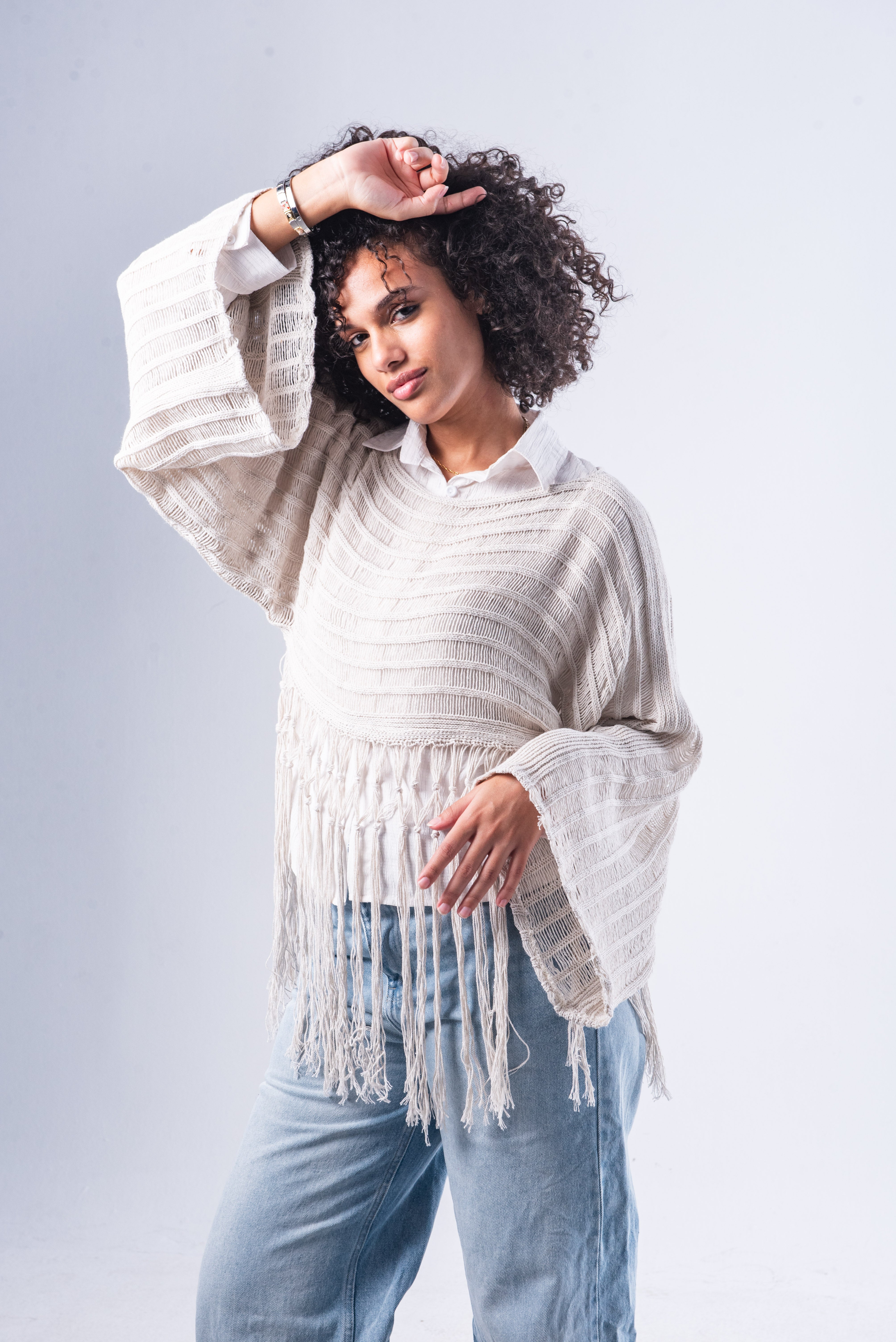 Offwhite Tassel Top.