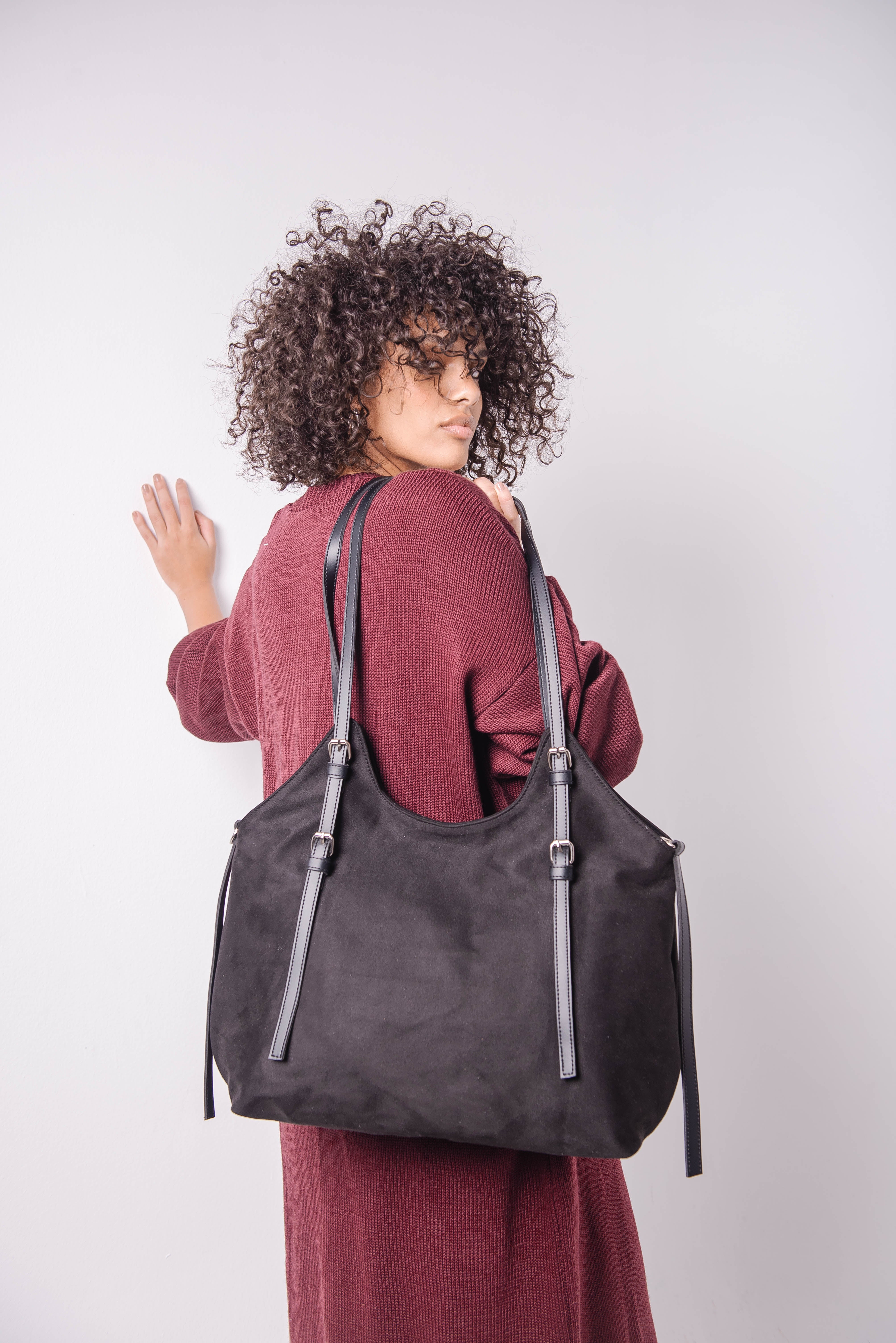 Black Suede Fusion Tote