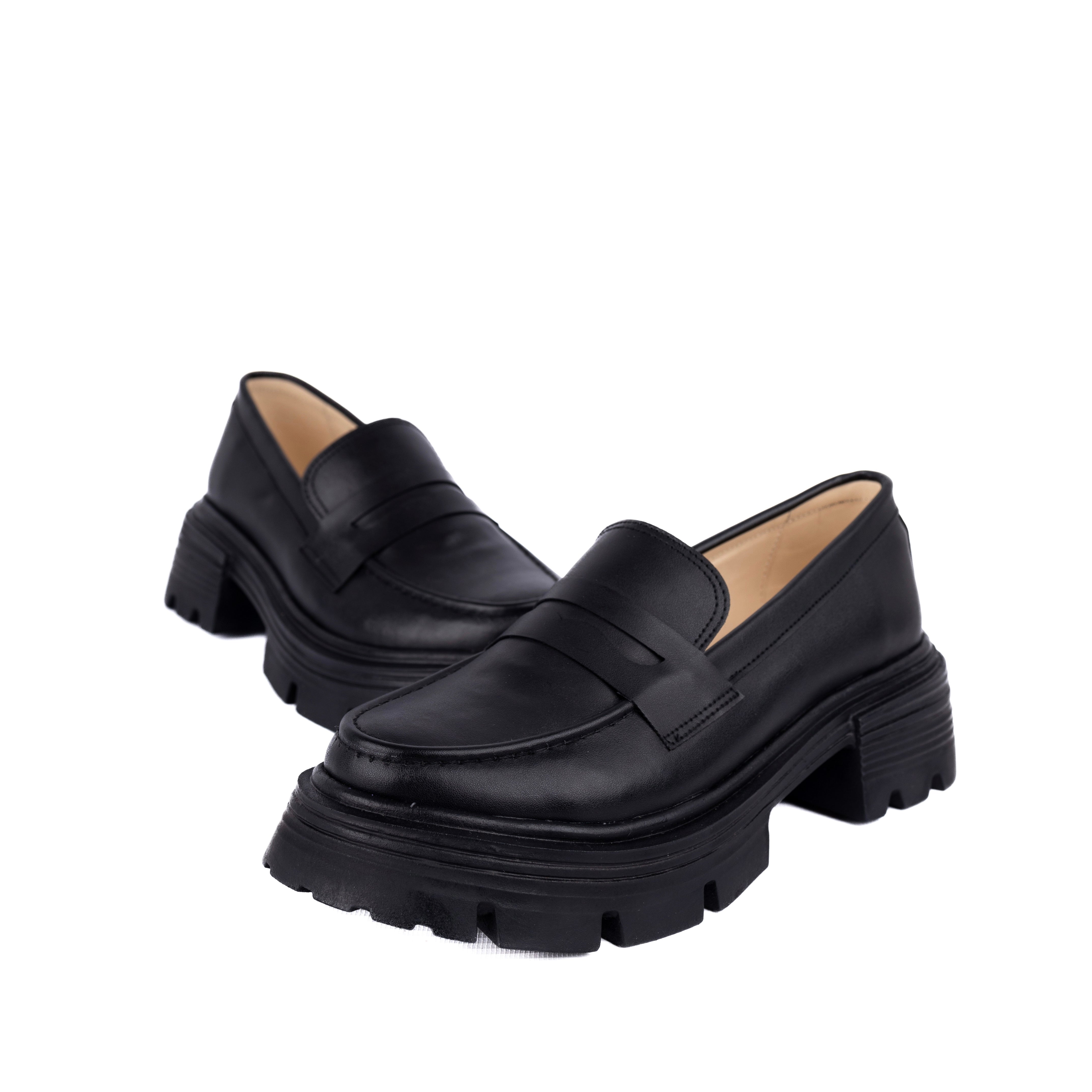 Black Leather Urban Step Loafers
