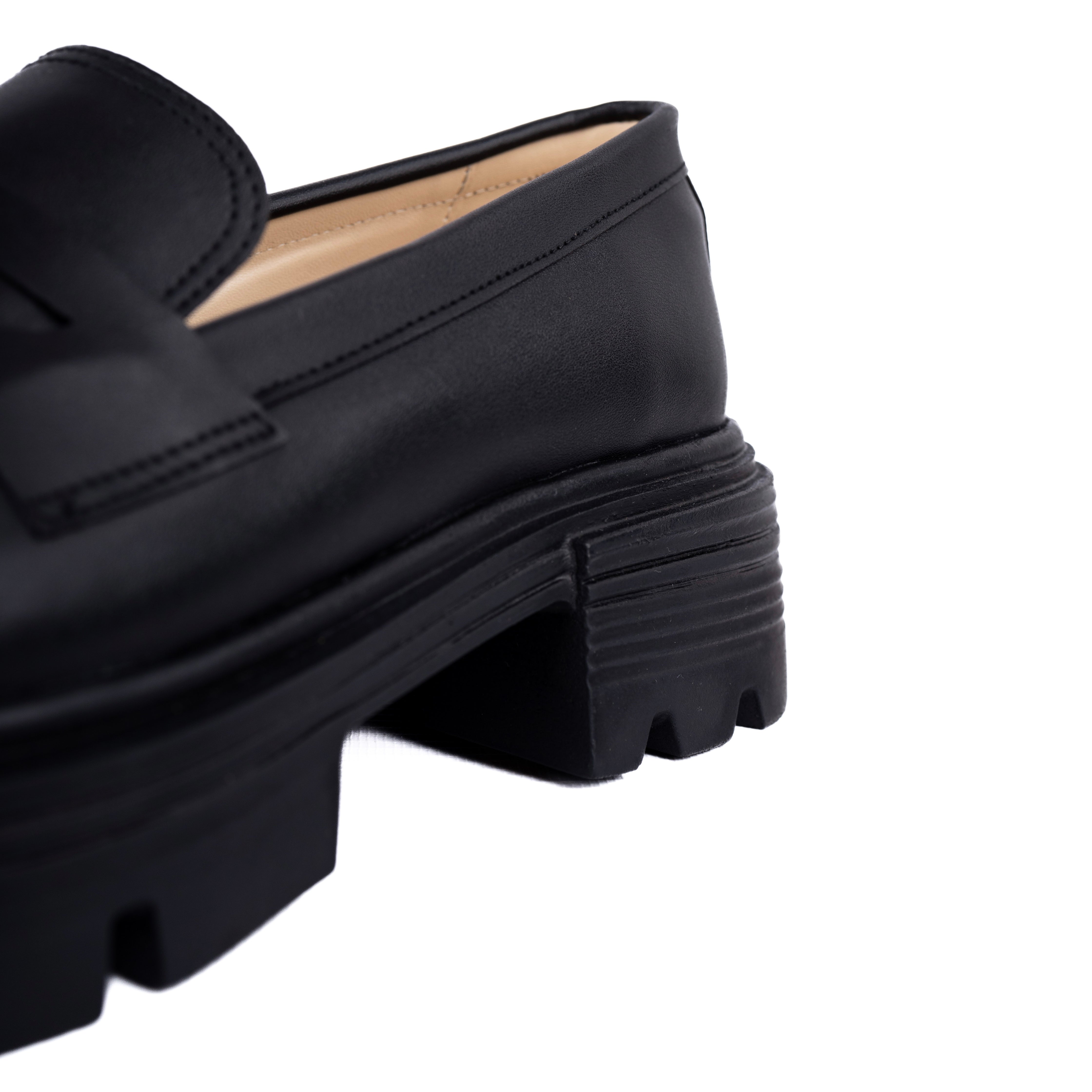 Black Leather Urban Step Loafers