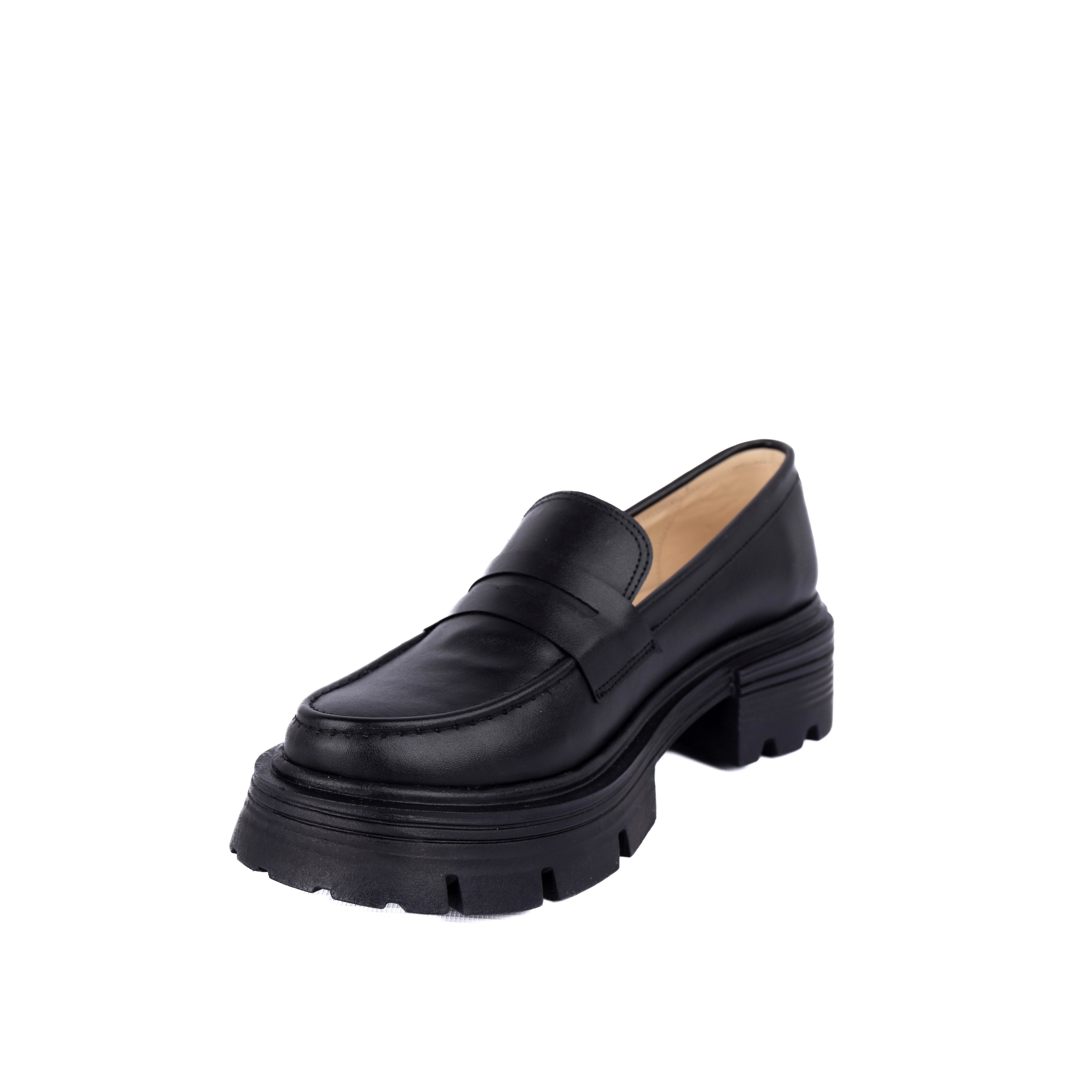 Black Leather Urban Step Loafers