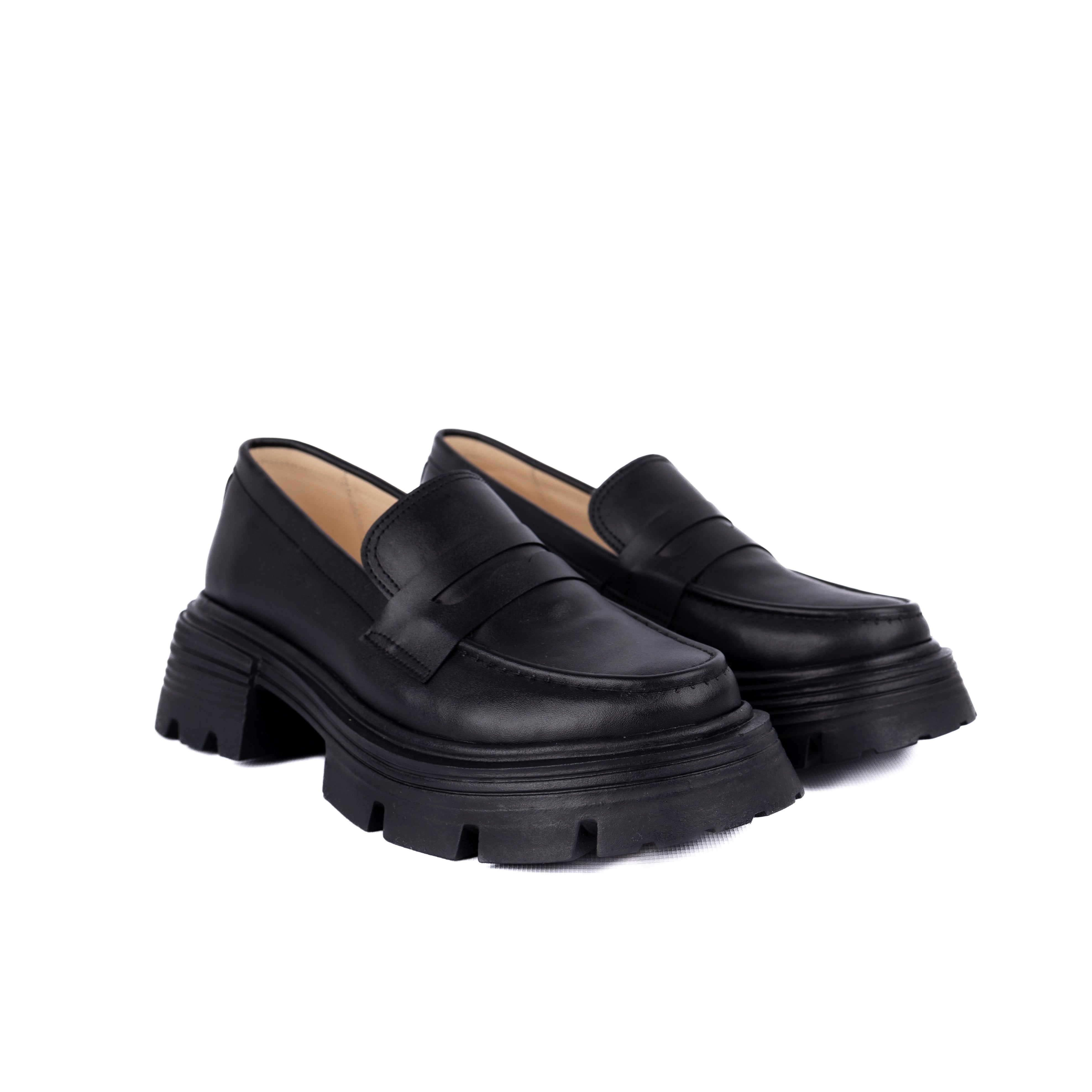 Black Leather Urban Step Loafers