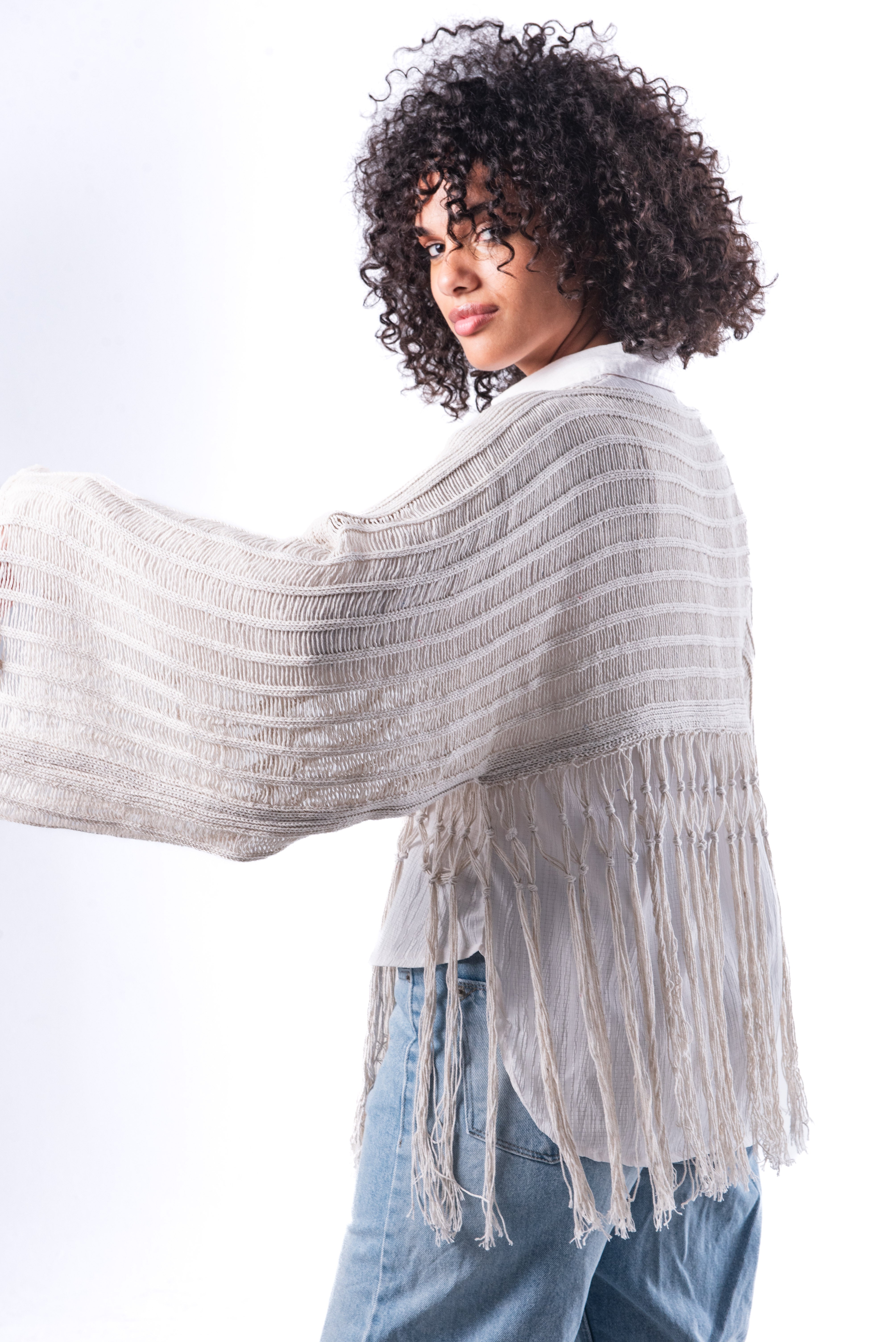 Offwhite Tassel Top.