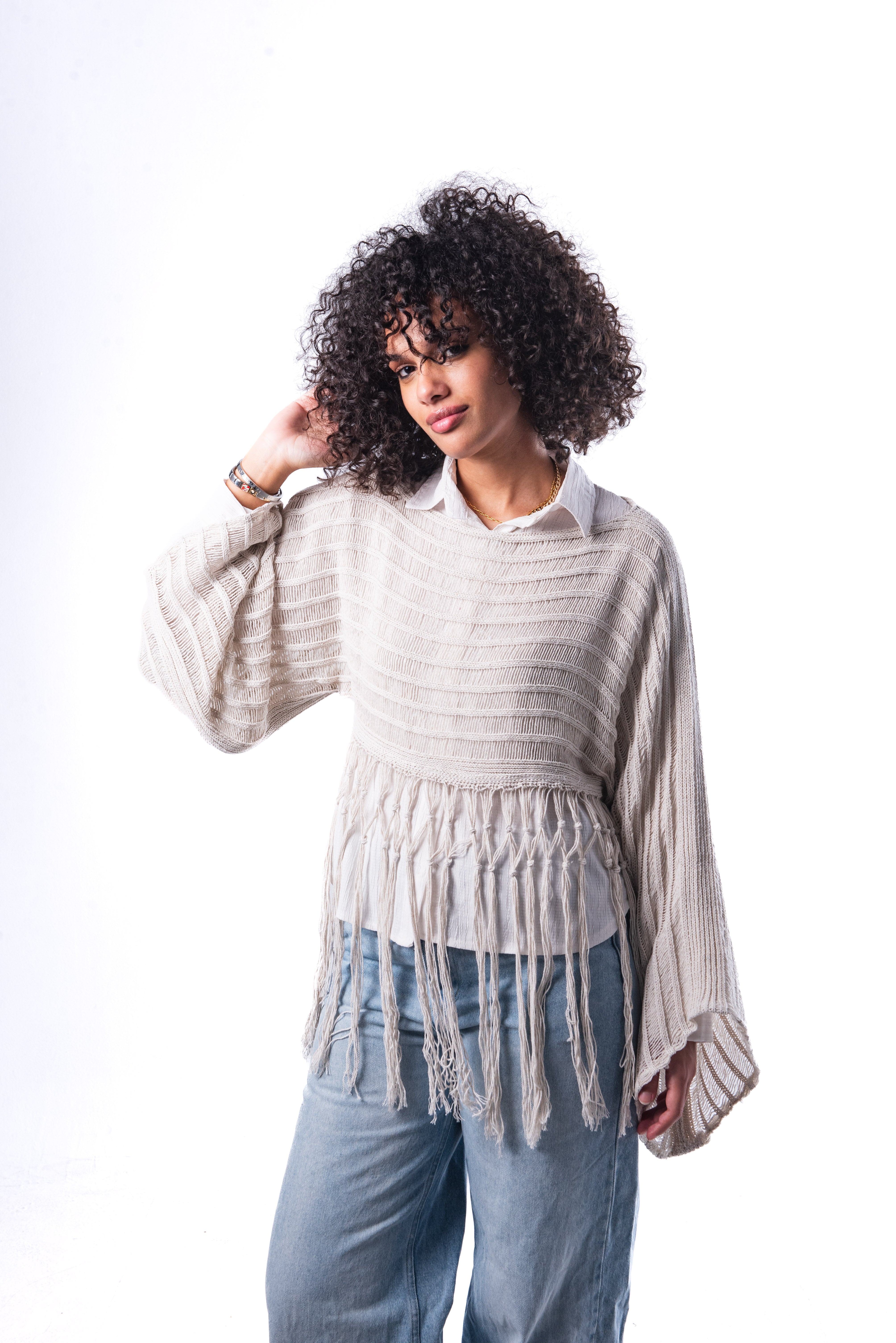 Offwhite Tassel Top.