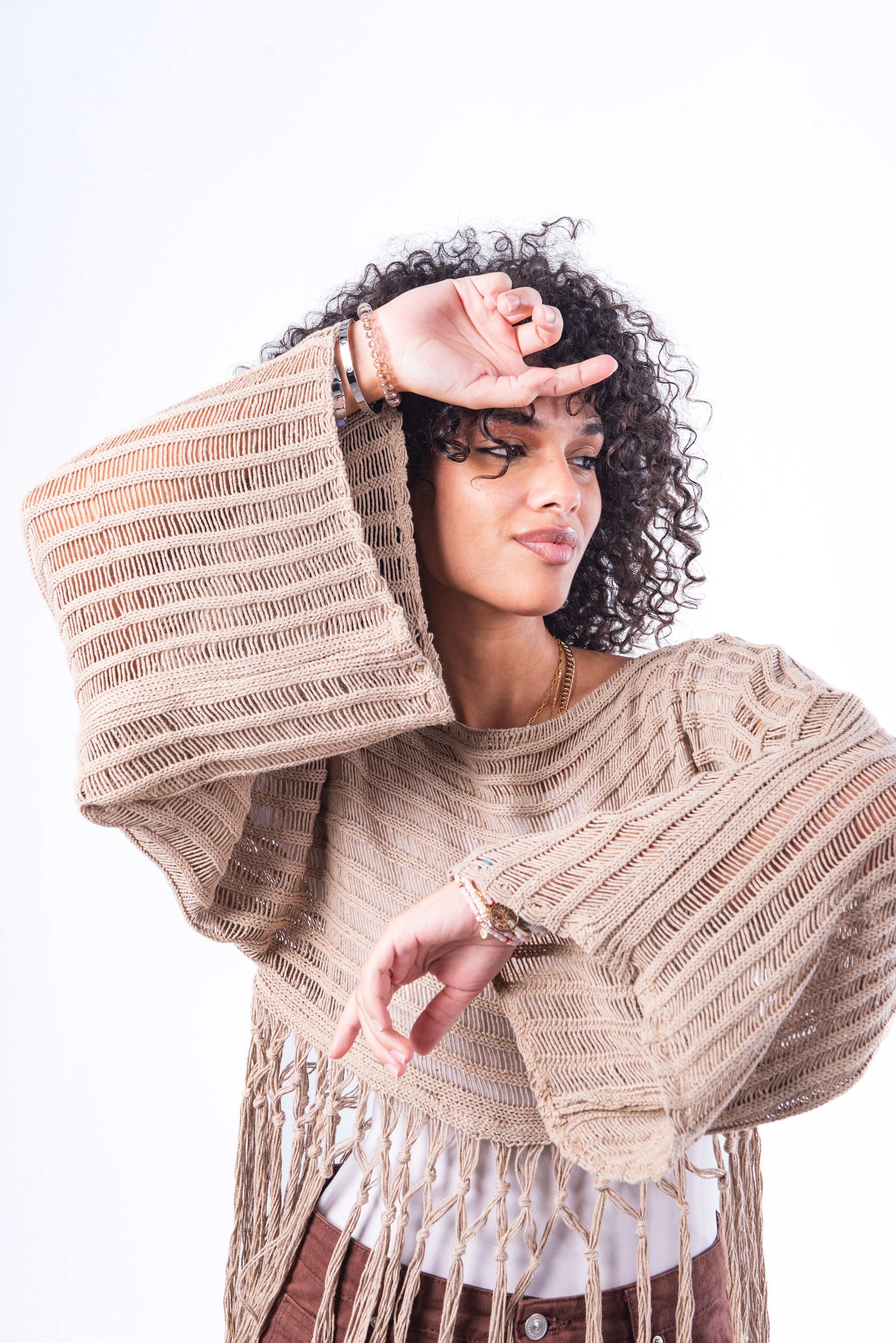Beige Tassel Top.