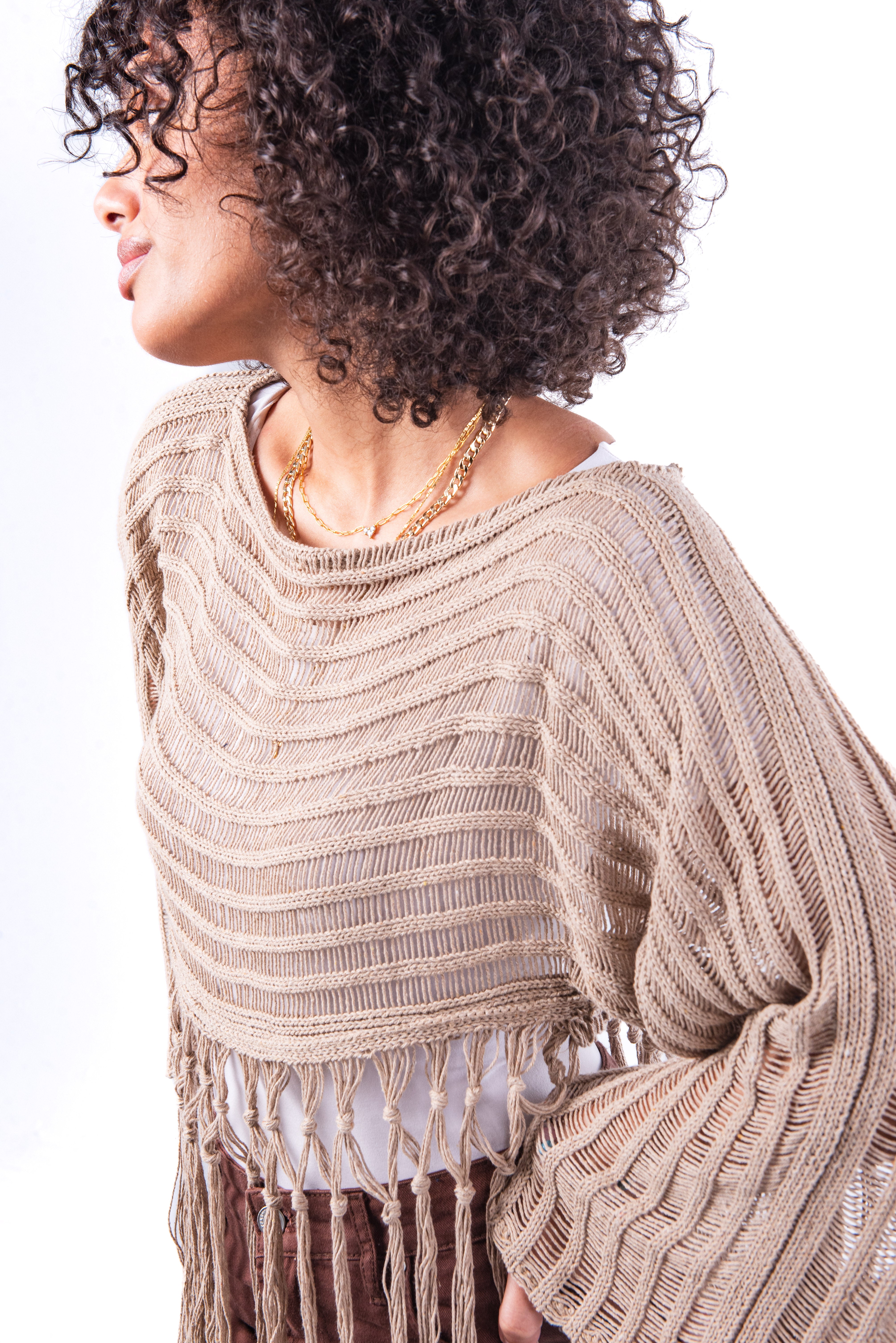 Beige Tassel Top.
