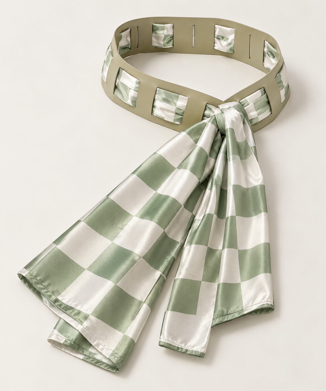 Sage Check Belt