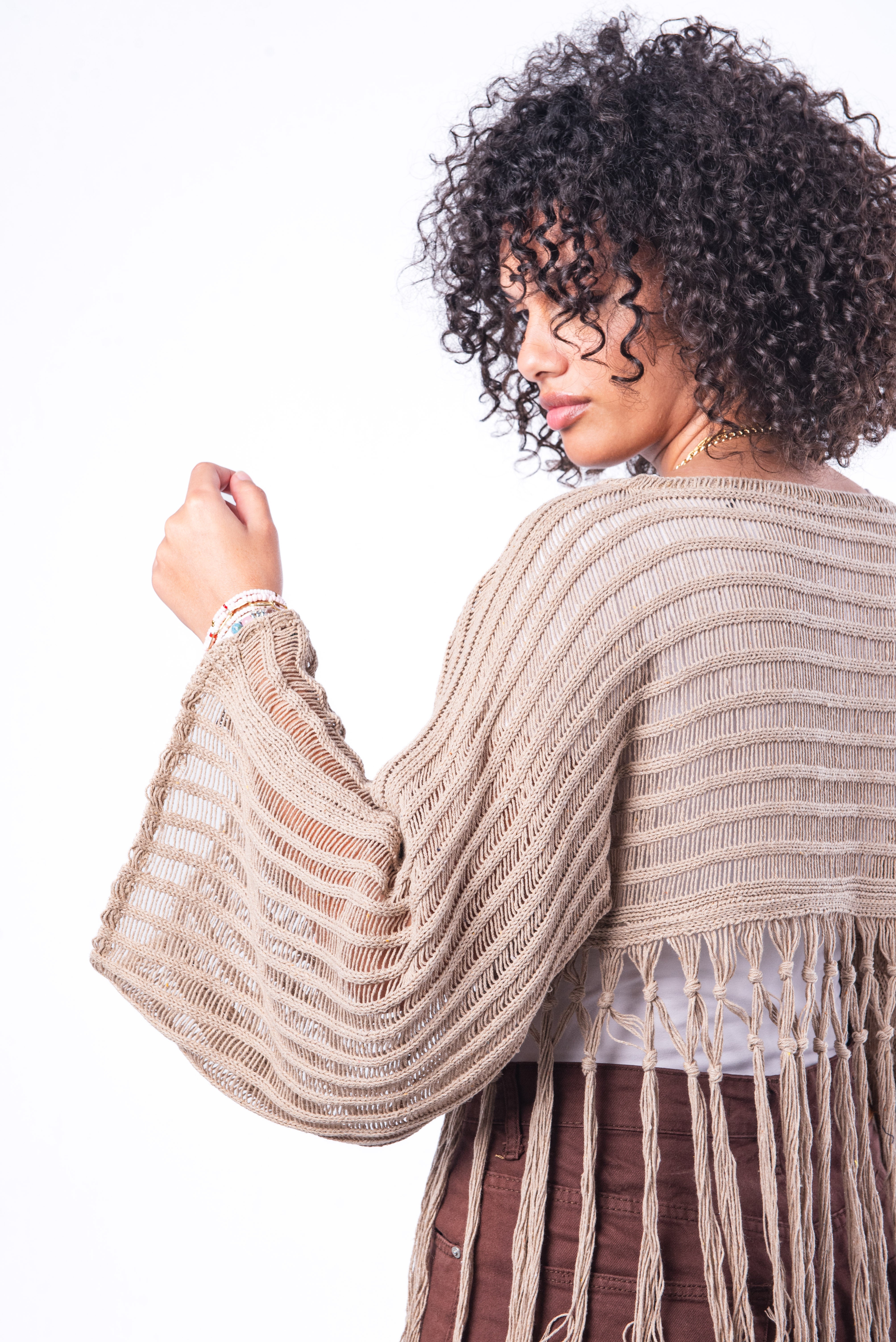 Beige Tassel Top.