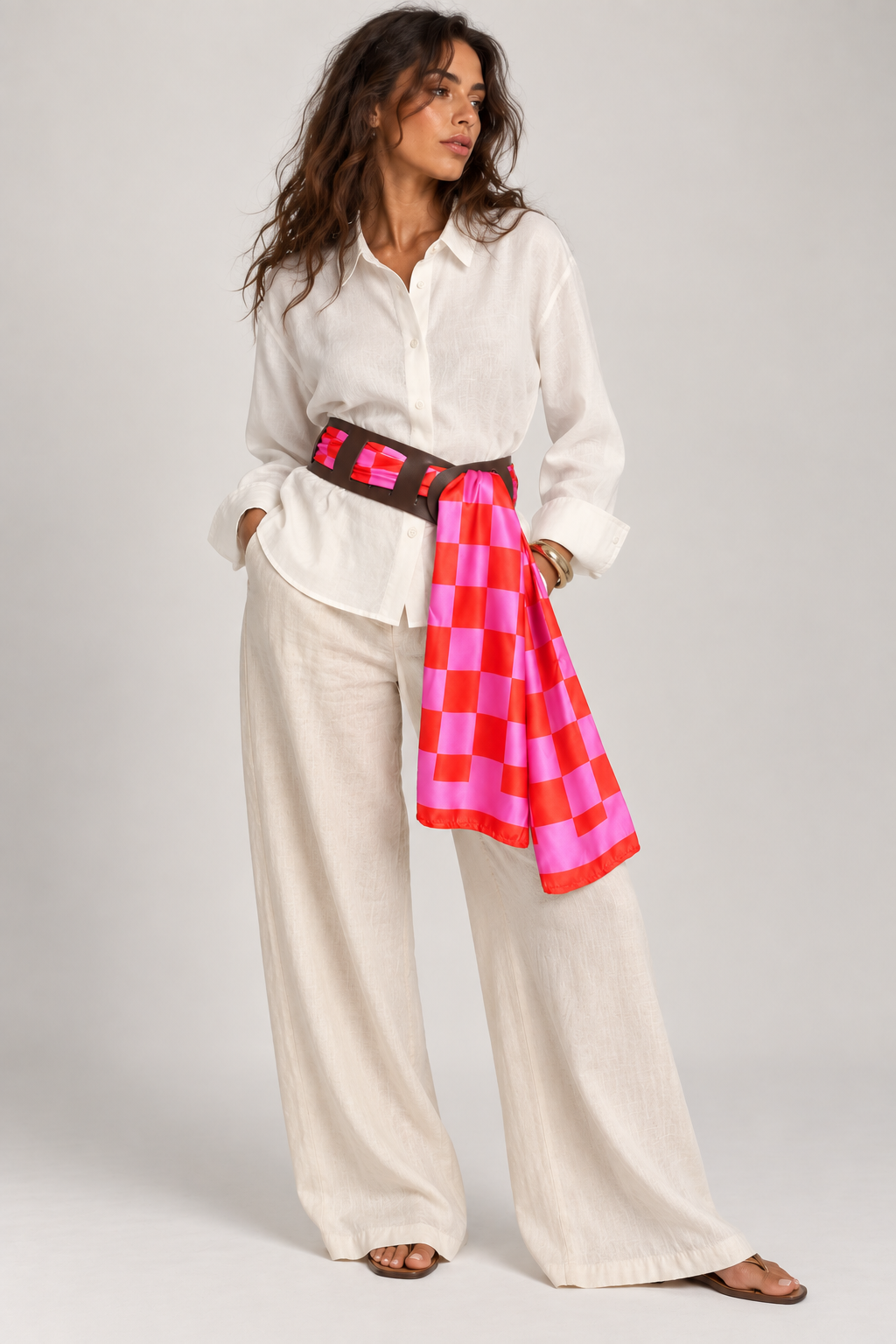 Fuchsia Check Belt