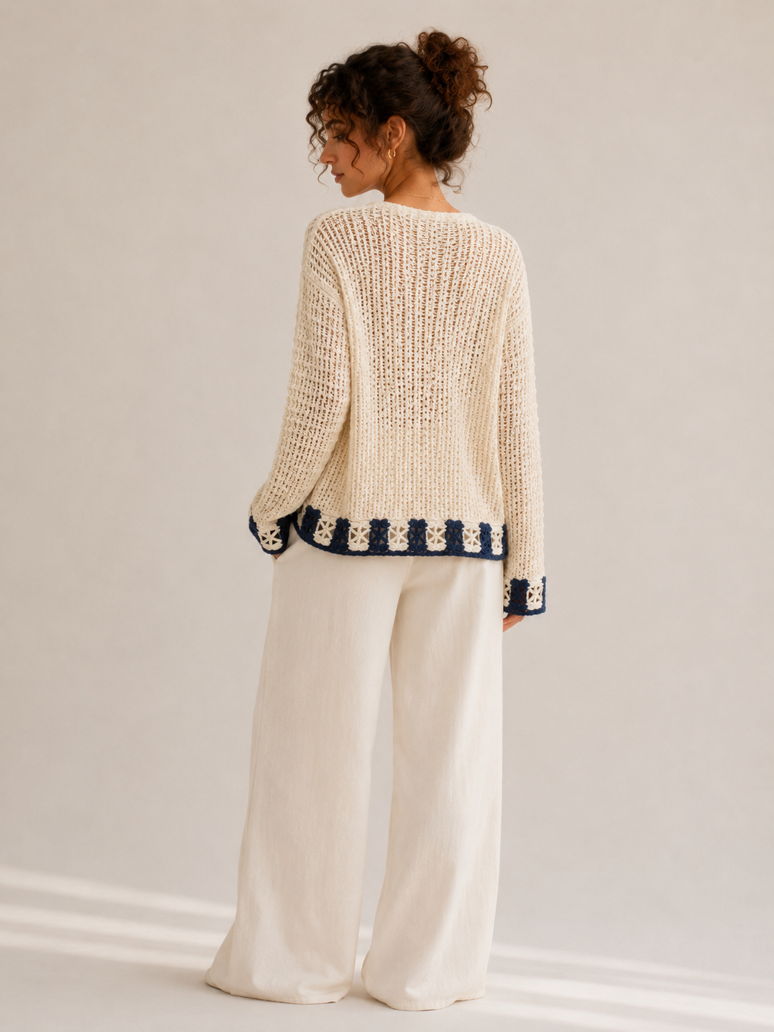 The Navy Crochet Edge Cardigan