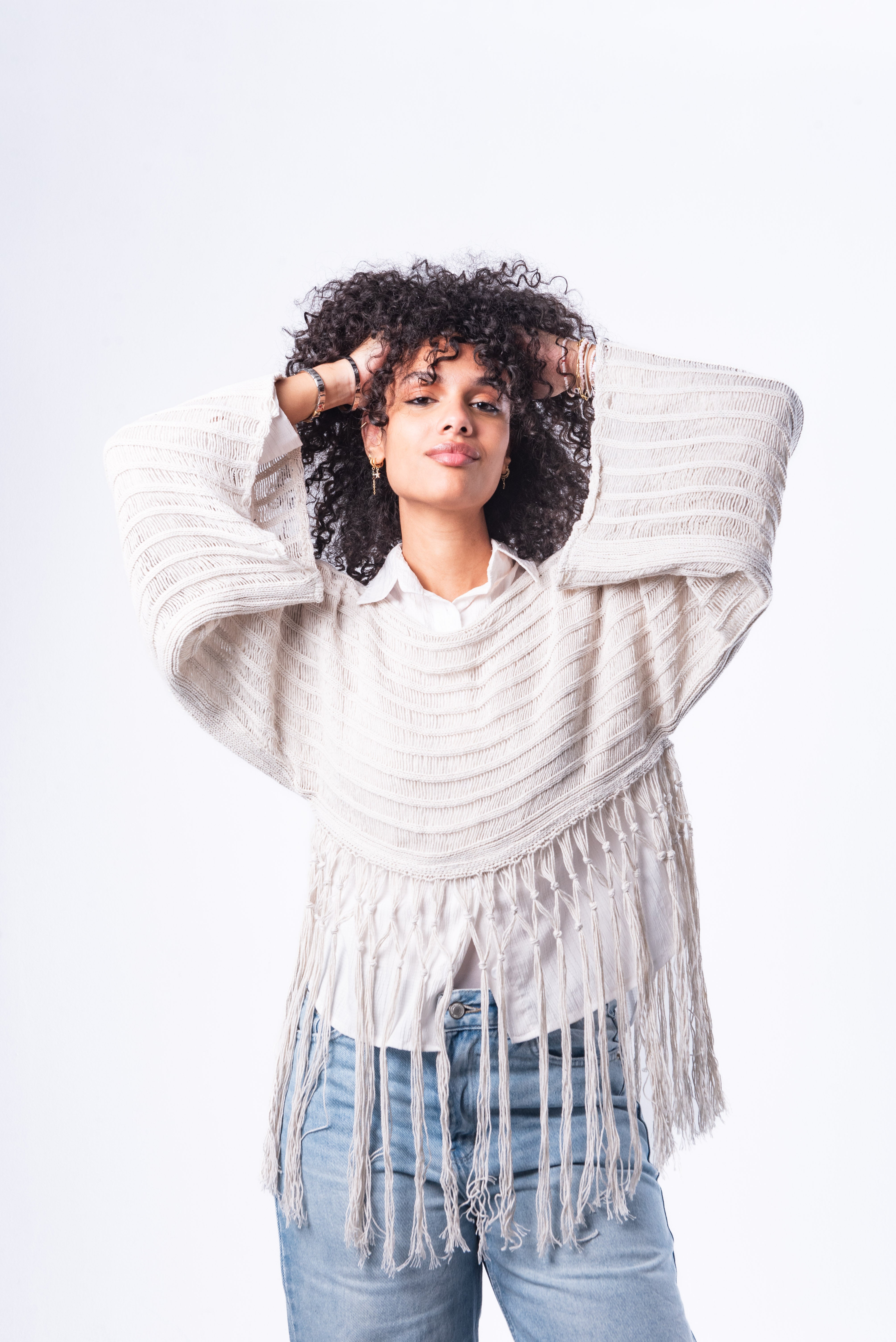 Offwhite Tassel Top.
