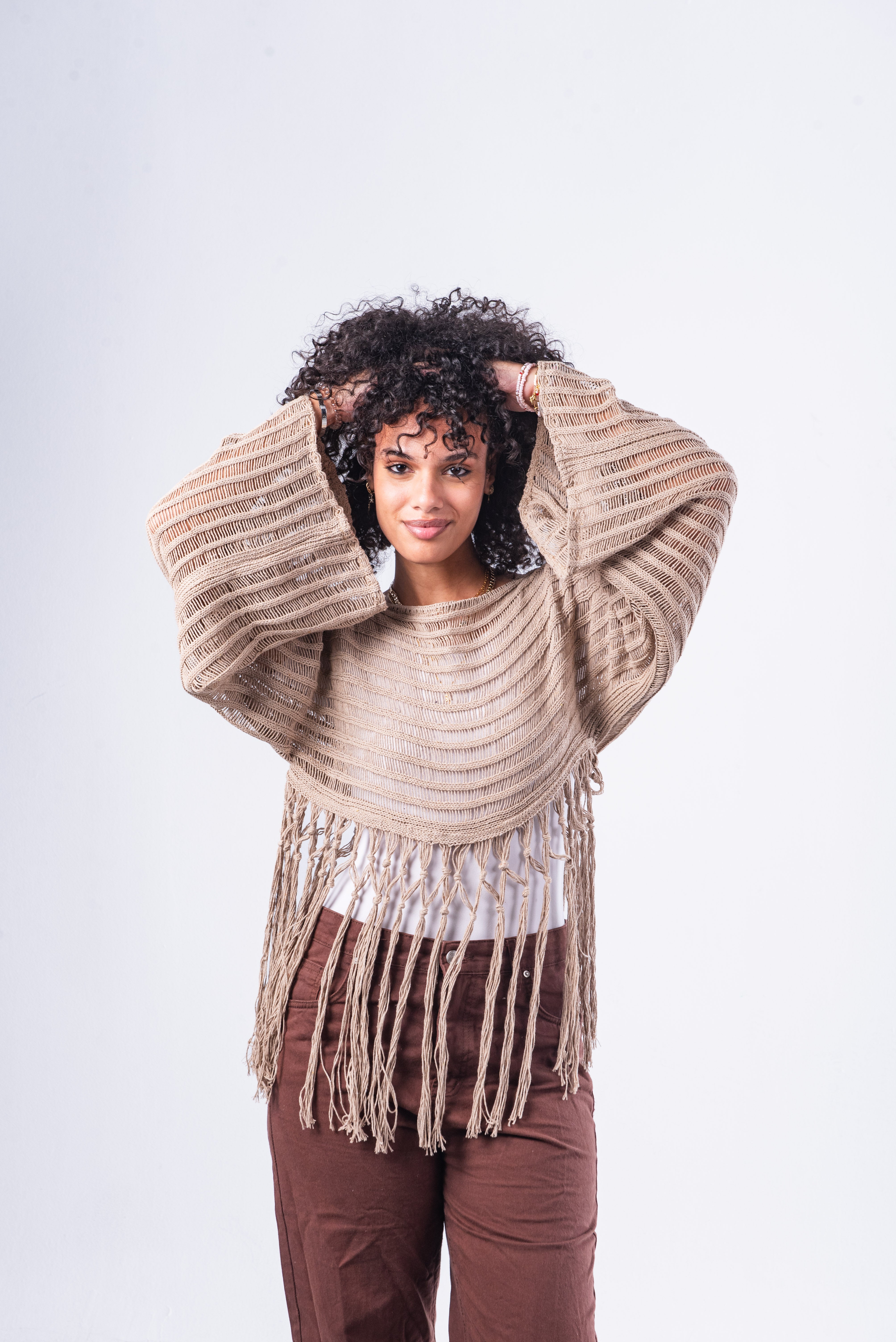 Beige Tassel Top.