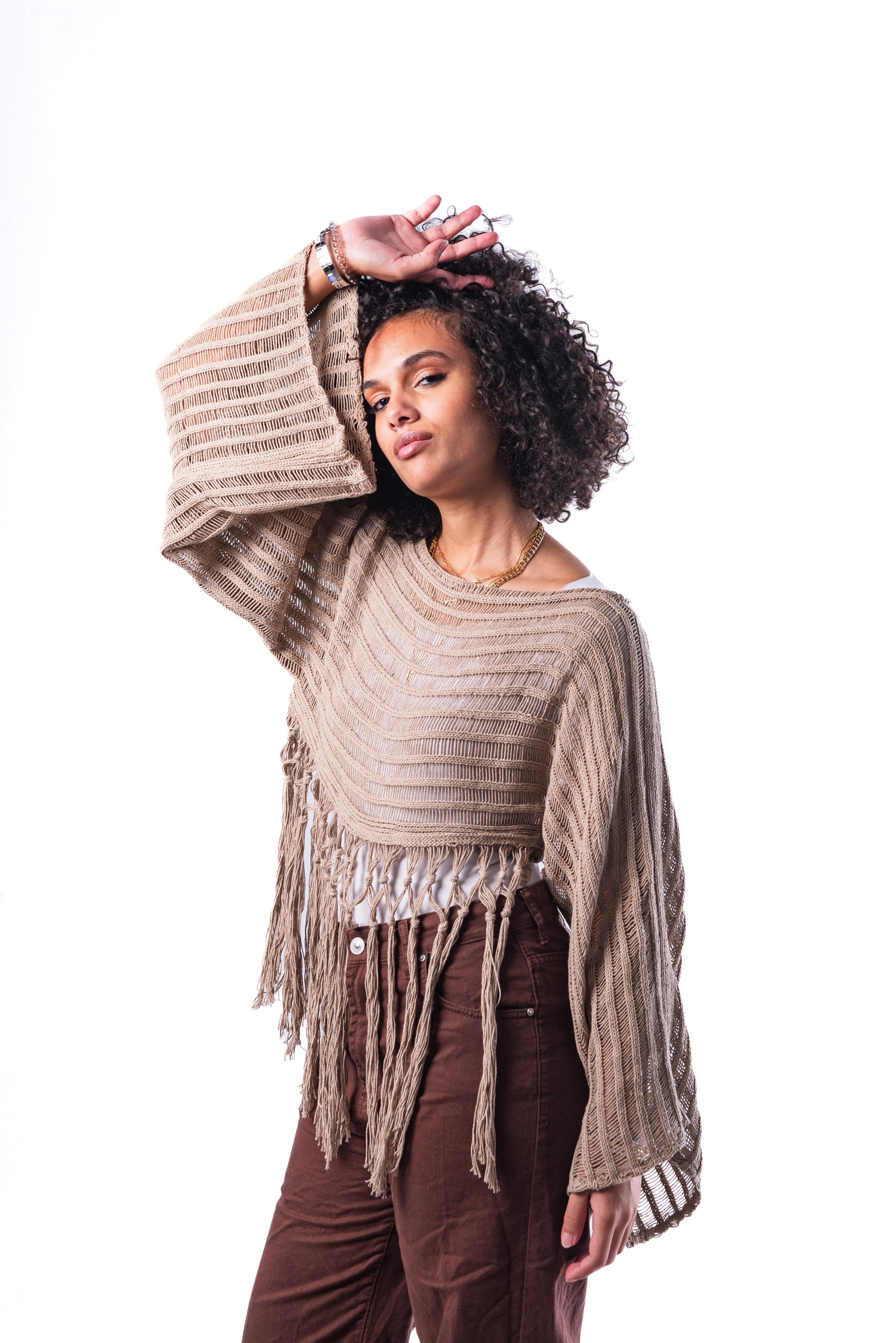 Beige Tassel Top.