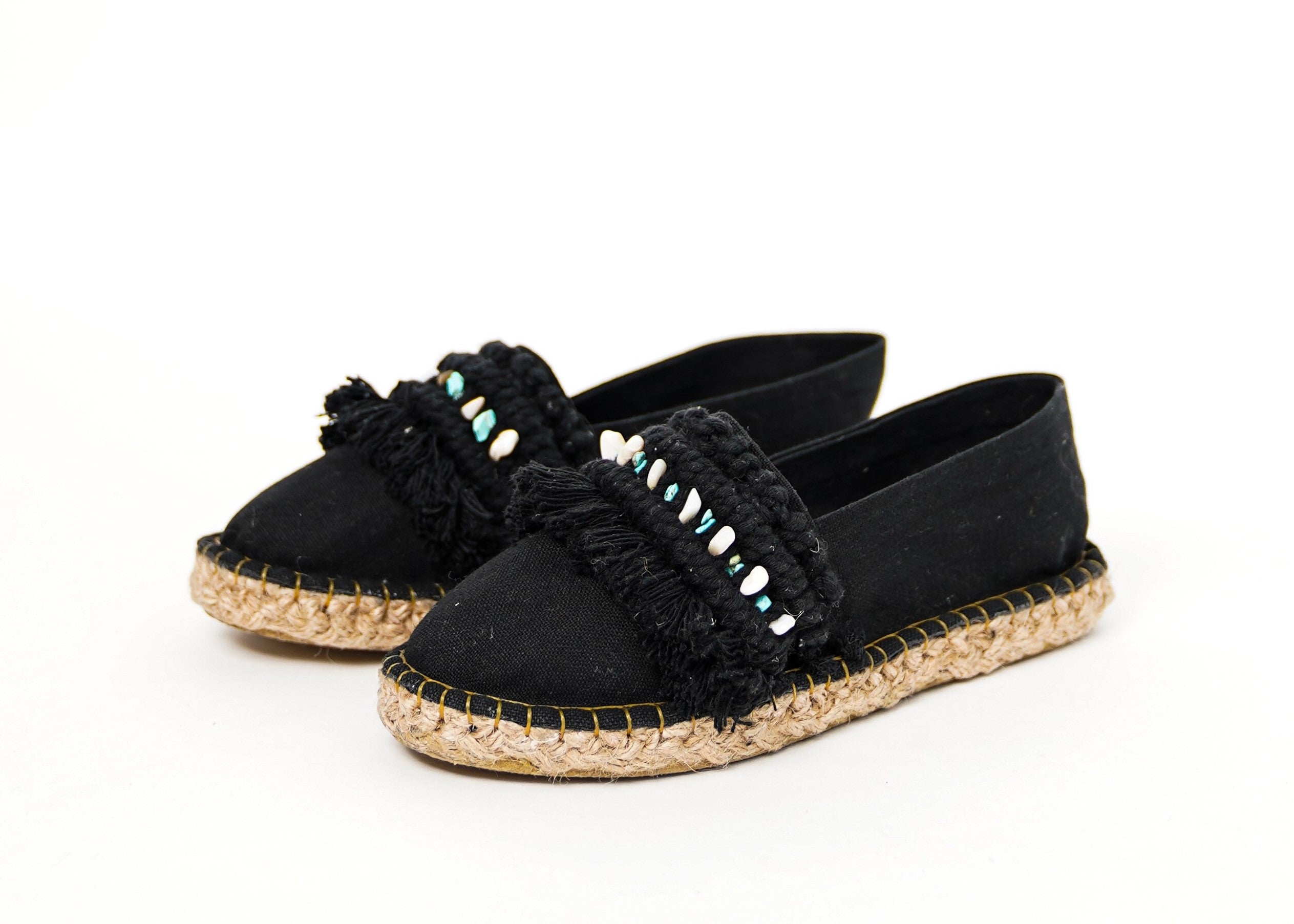 Black Stone Faced Espadrilles