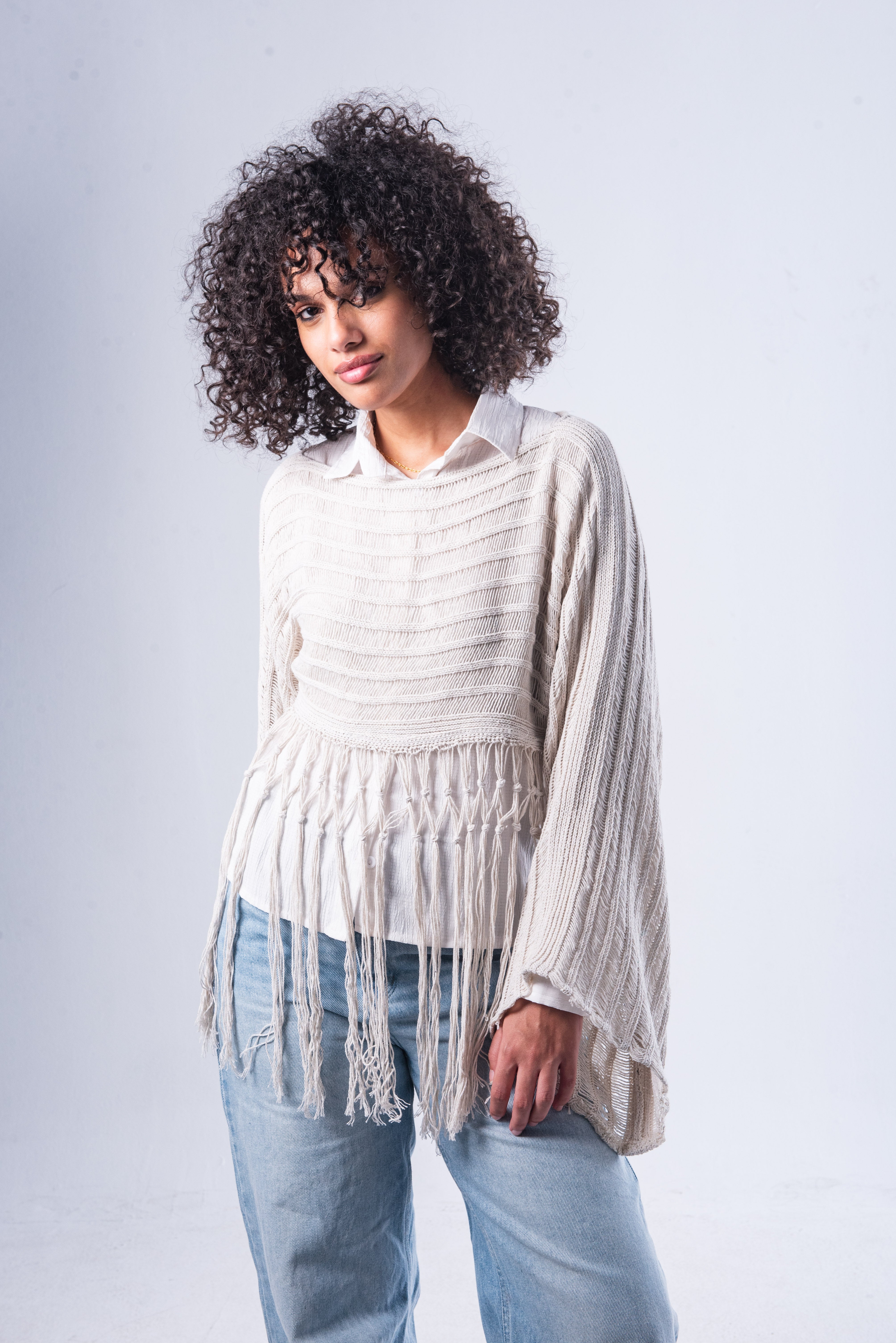 Offwhite Tassel Top.