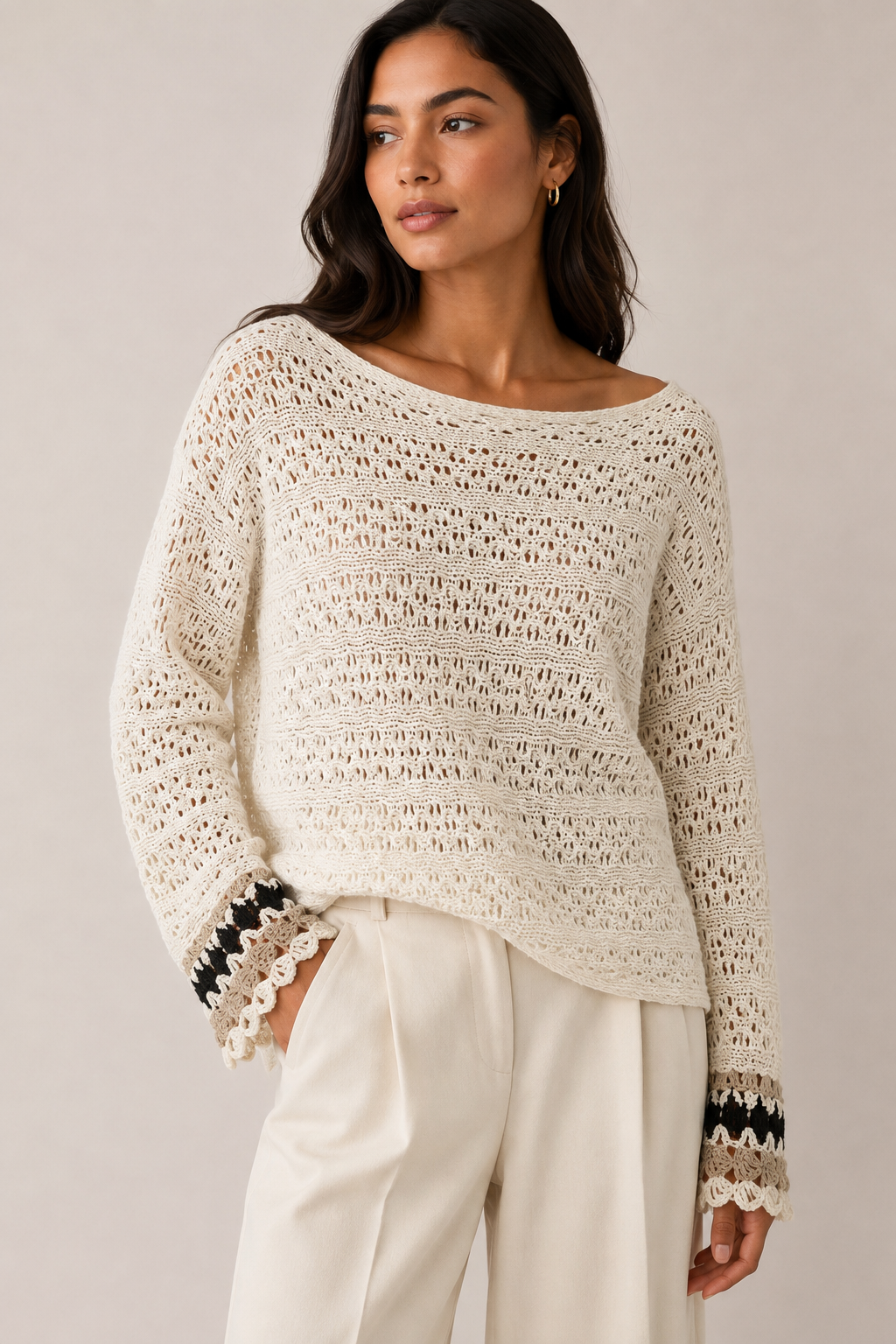 THE LATTICE CUFF SWEATER