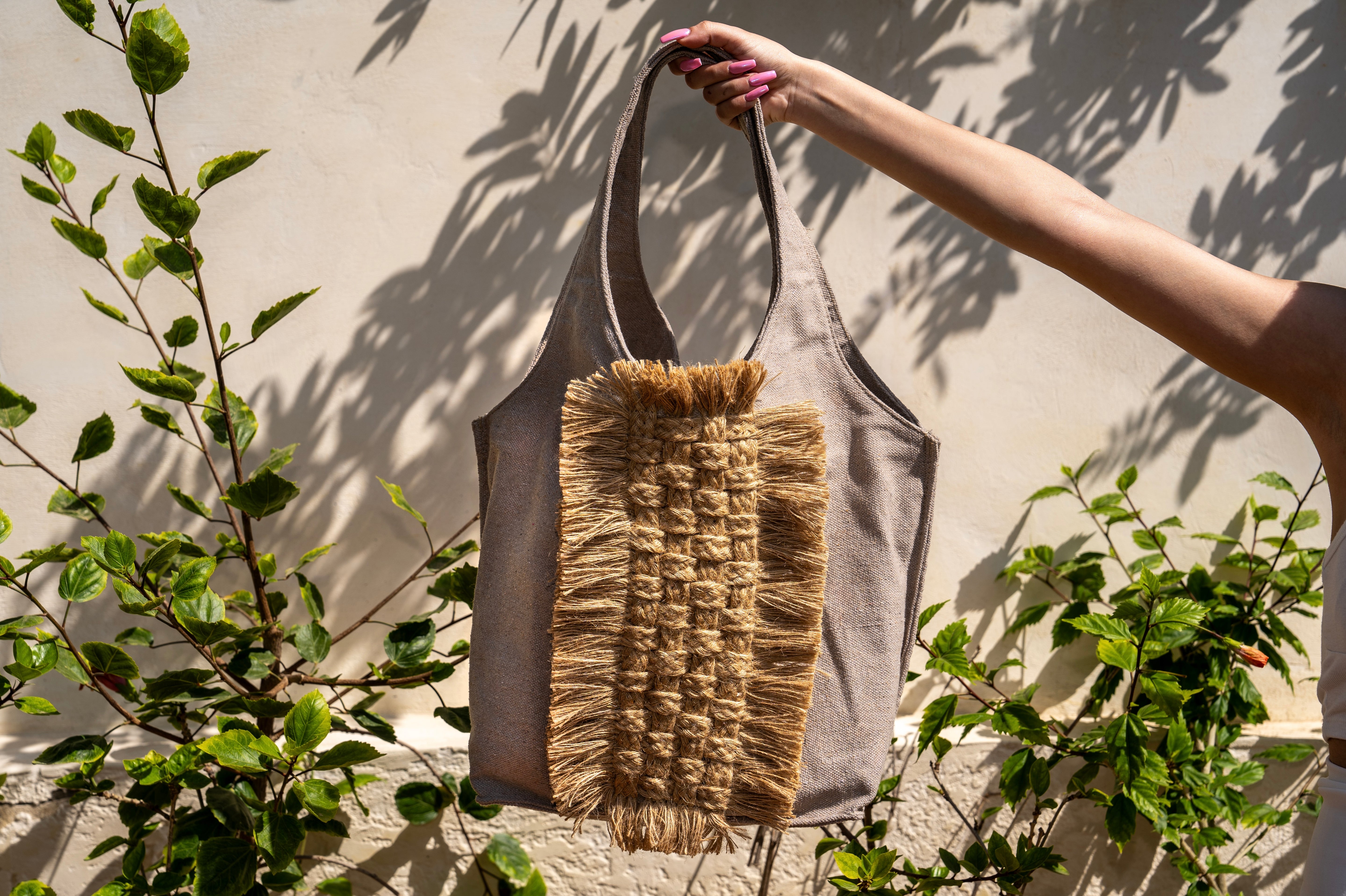 Beige Weave Tote