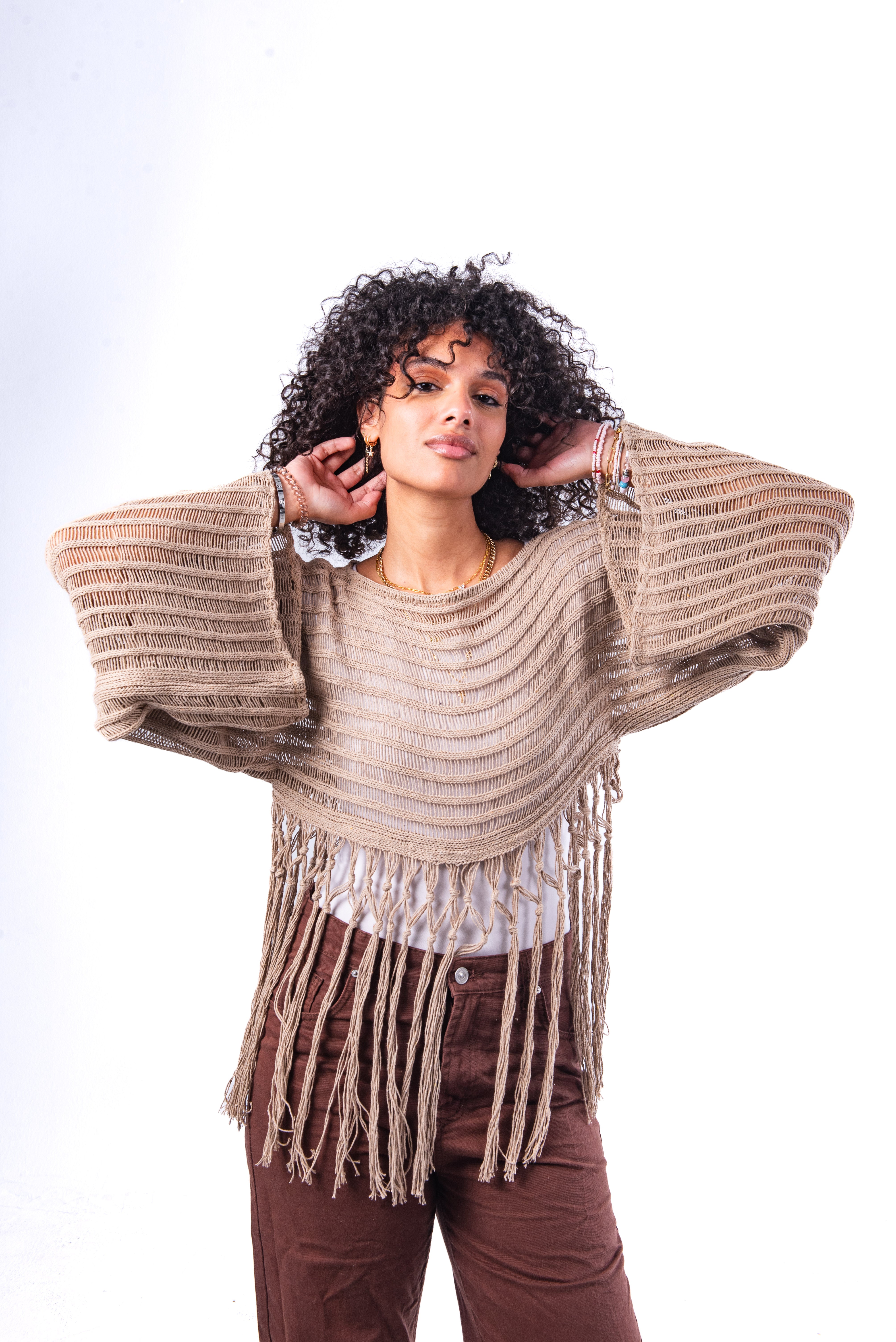 Beige Tassel Top.