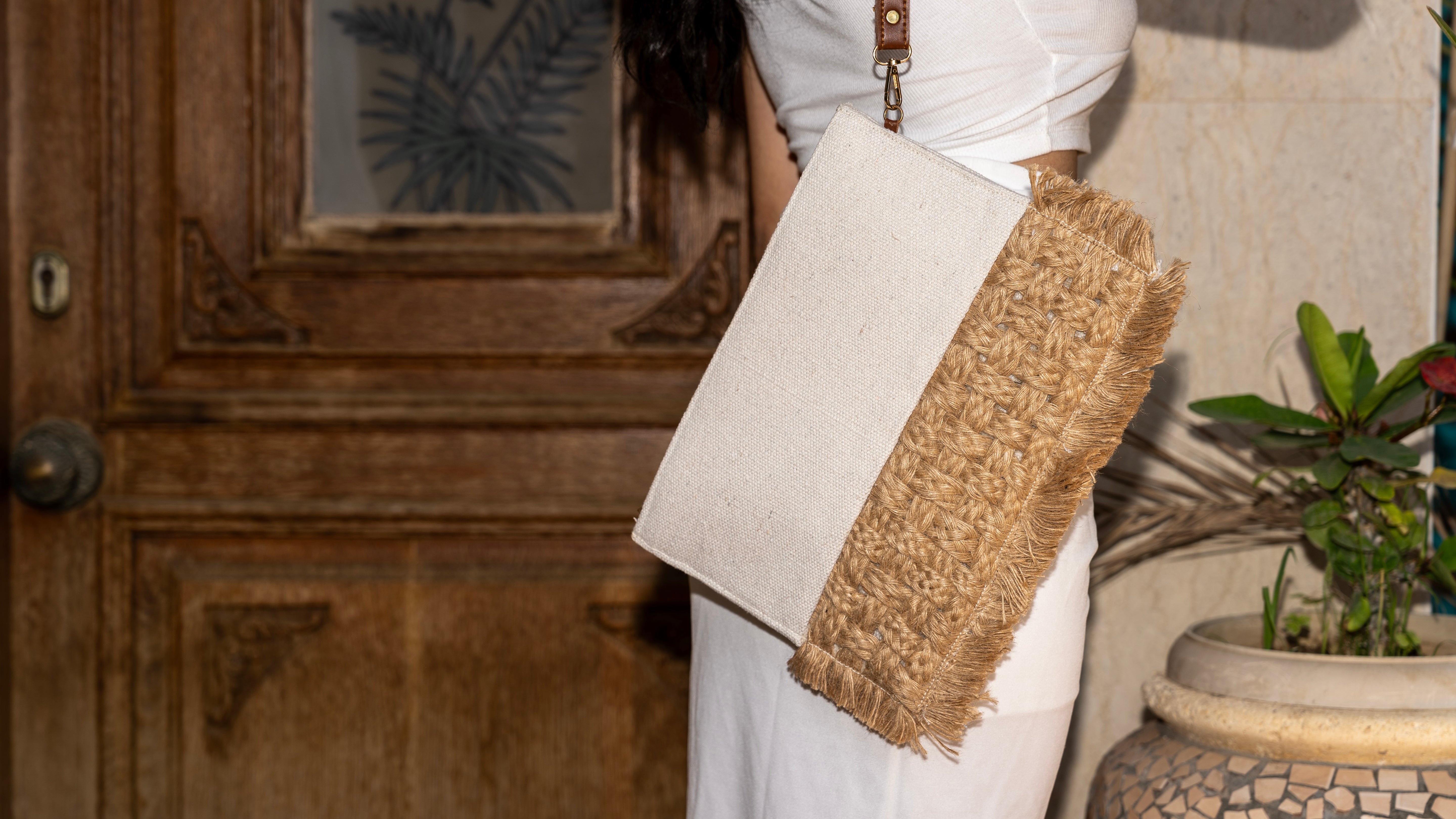 Stitched Canva Clutch