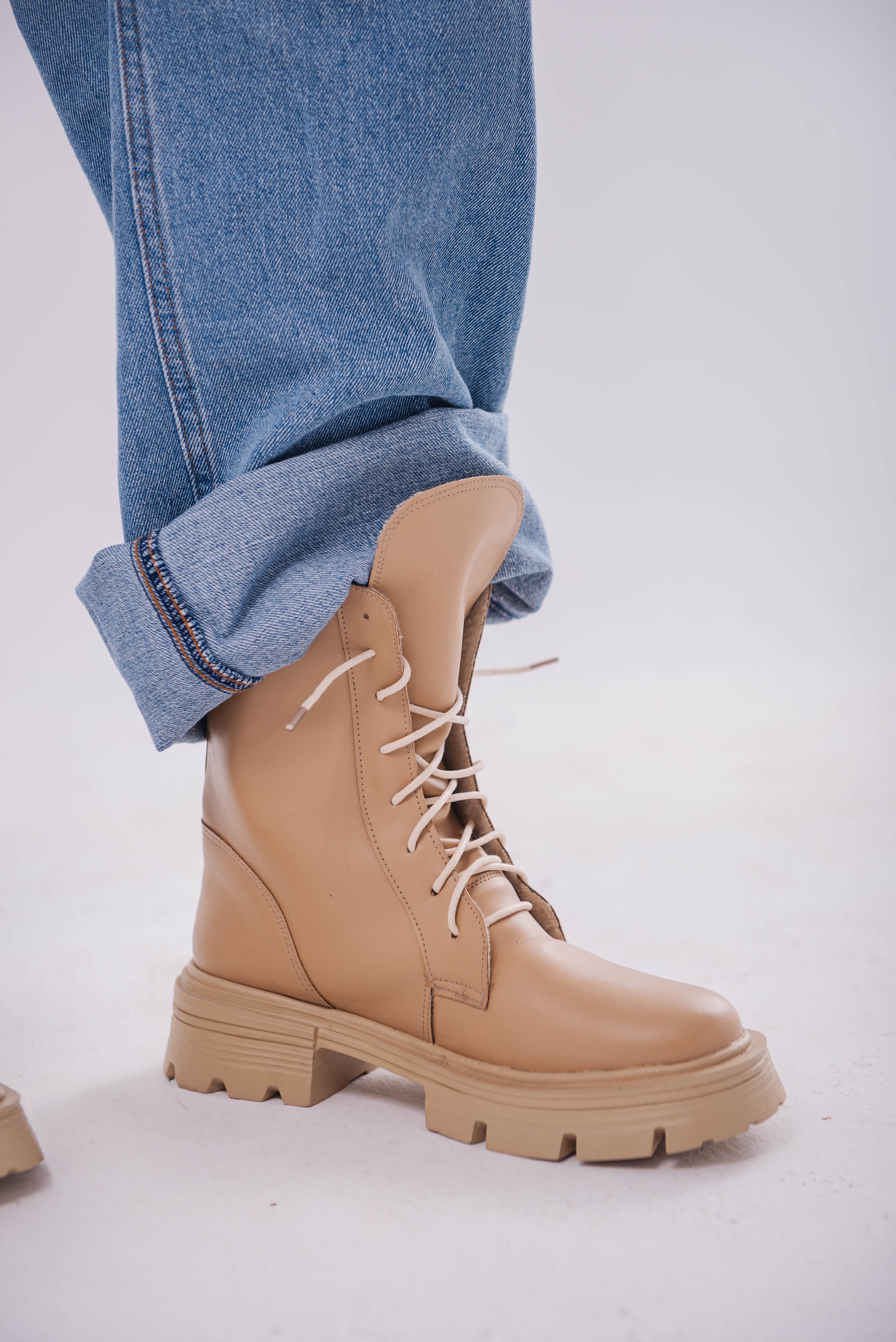 Beige Bolt Boots