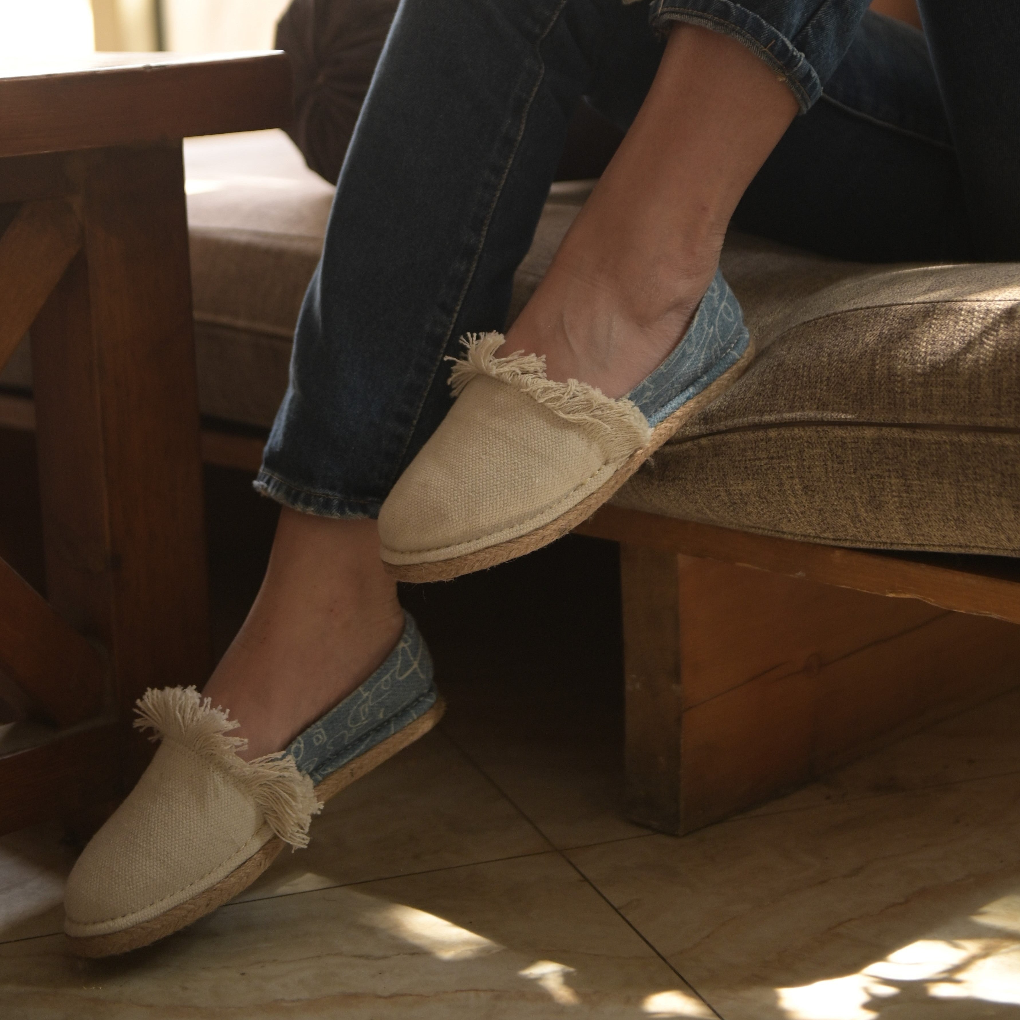 Half Blue Print Espadrilles