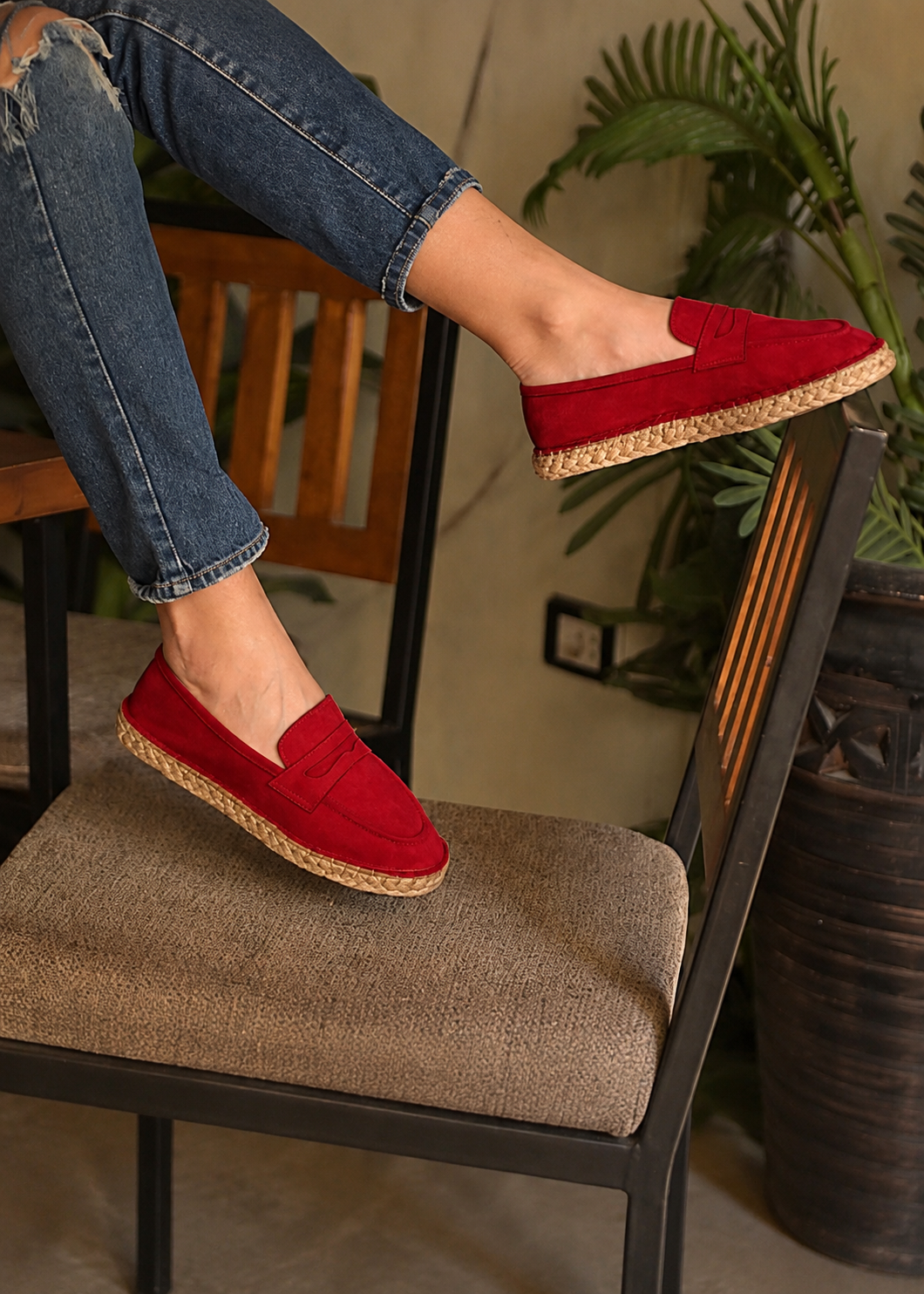 Red Loafer Espadrilles